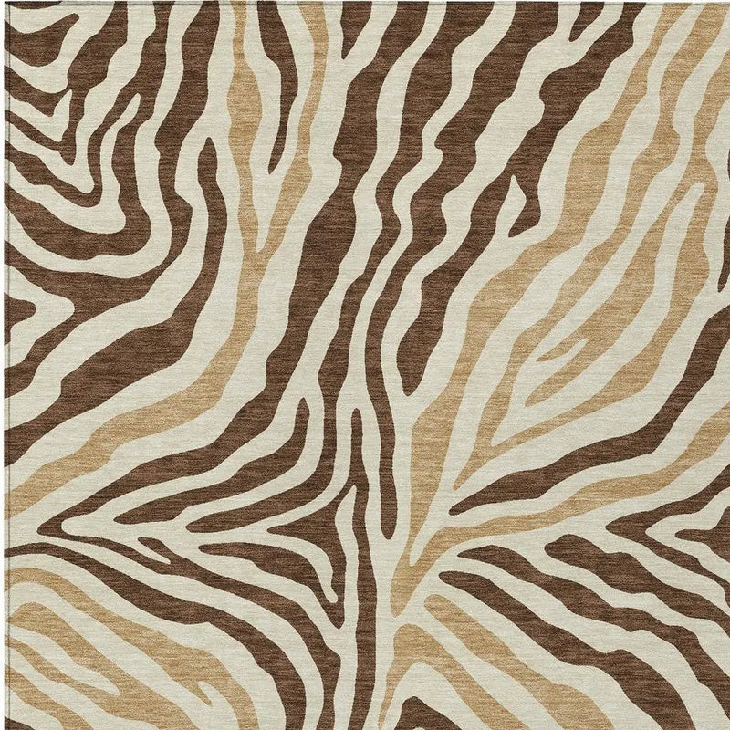 3' X 5' Brown And Beige Zebra Print Washable Indoor Outdoor Area Rug Homeroots Outdoor