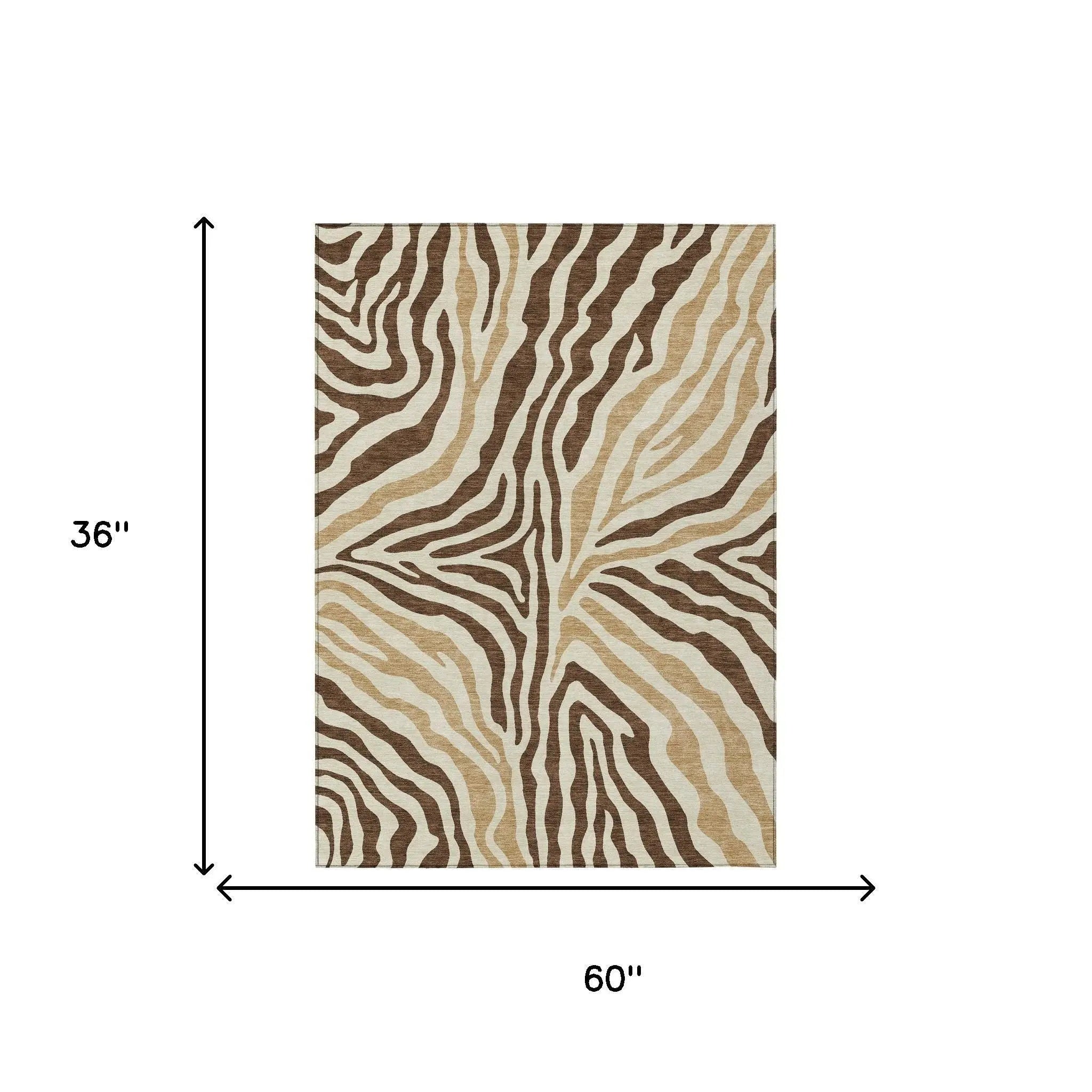 3' X 5' Brown And Beige Zebra Print Washable Indoor Outdoor Area Rug Homeroots Outdoor