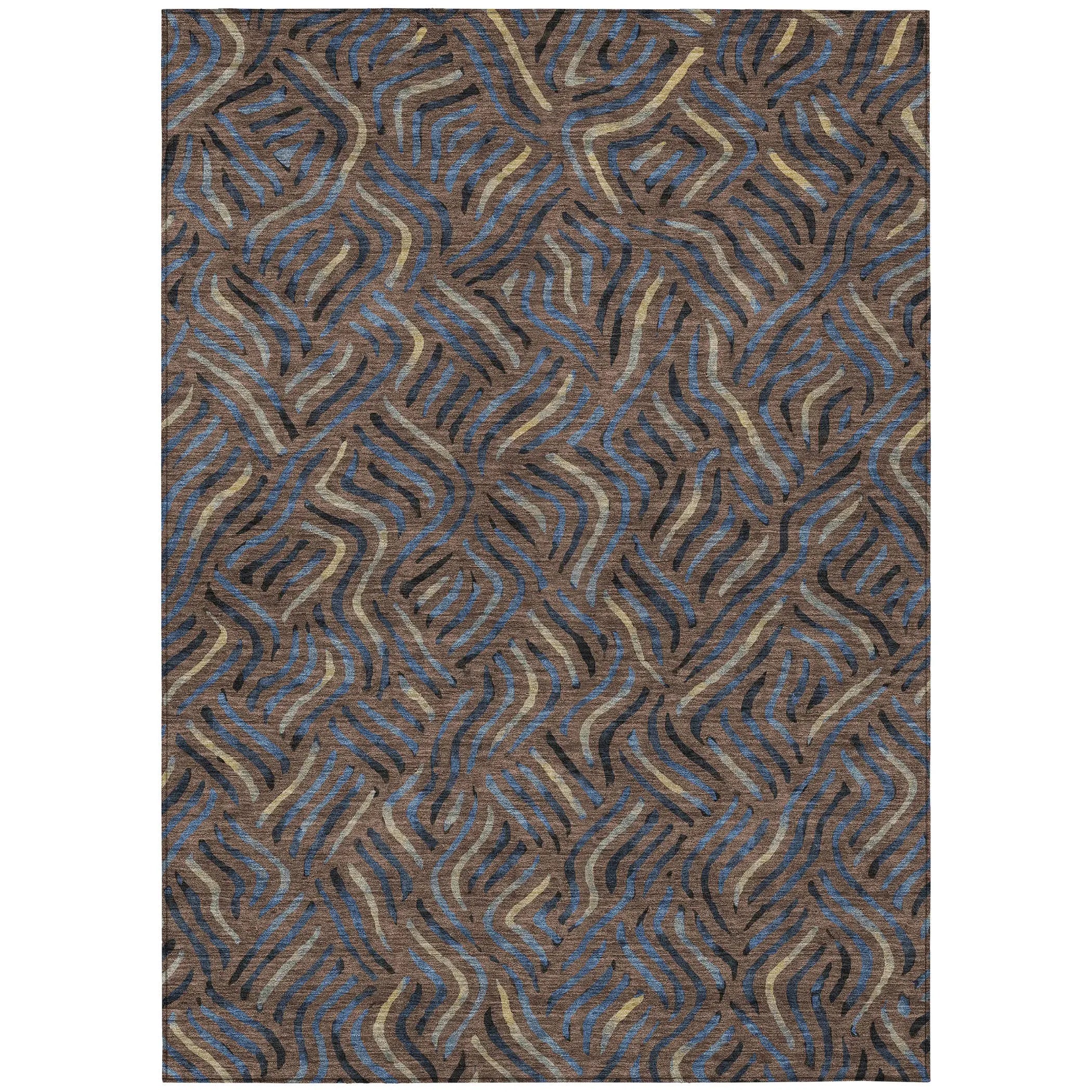 3' X 5' Brown And Black Abstract Washable Indoor Outdoor Area Rug Homeroots Outdoor