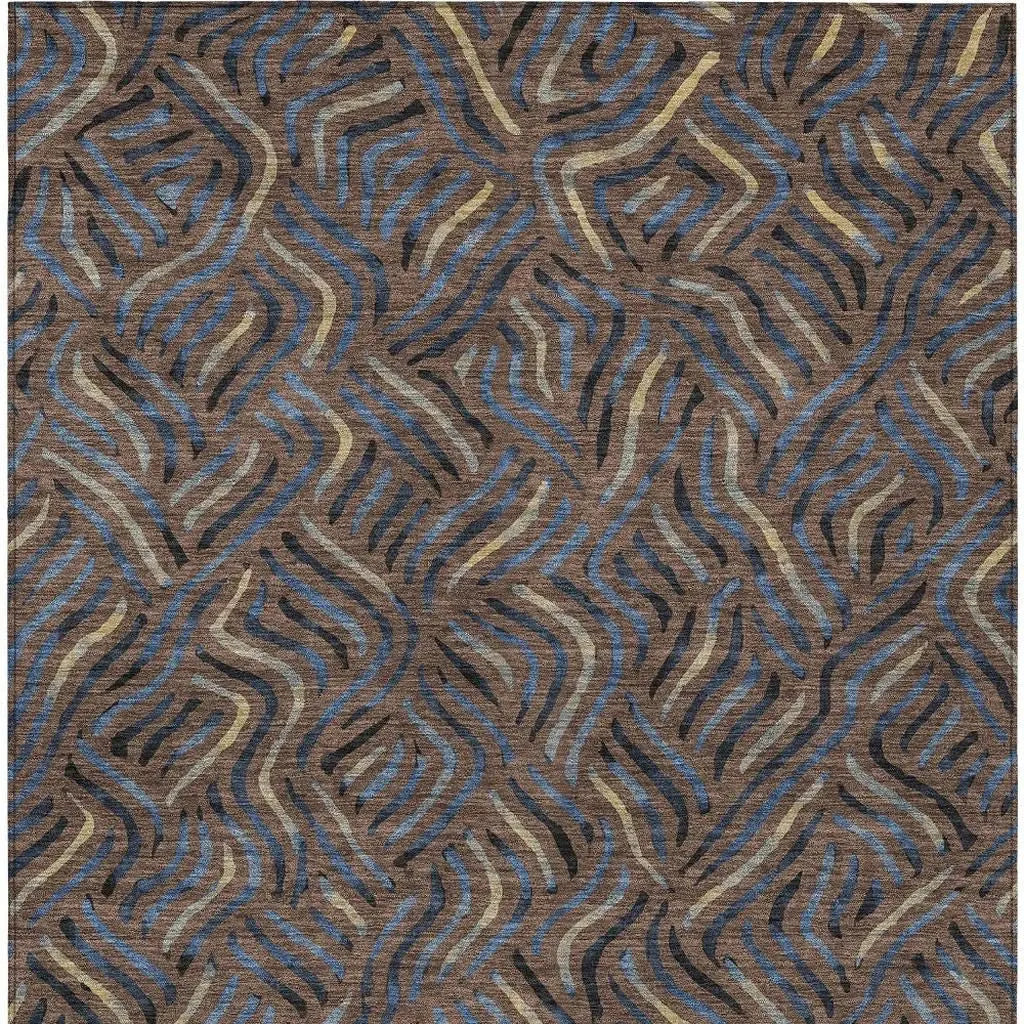 3' X 5' Brown And Black Abstract Washable Indoor Outdoor Area Rug Homeroots Outdoor