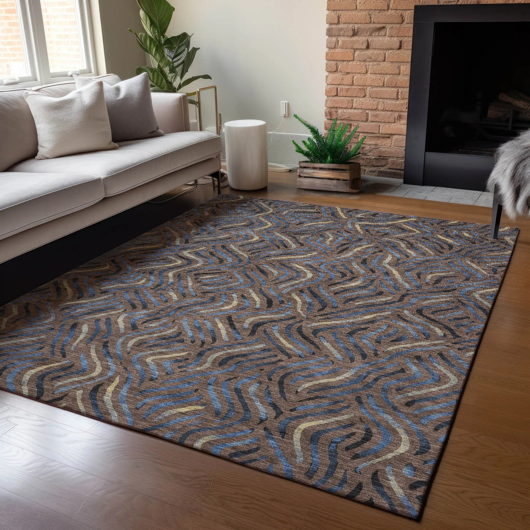 3' X 5' Brown And Black Abstract Washable Indoor Outdoor Area Rug Homeroots Outdoor