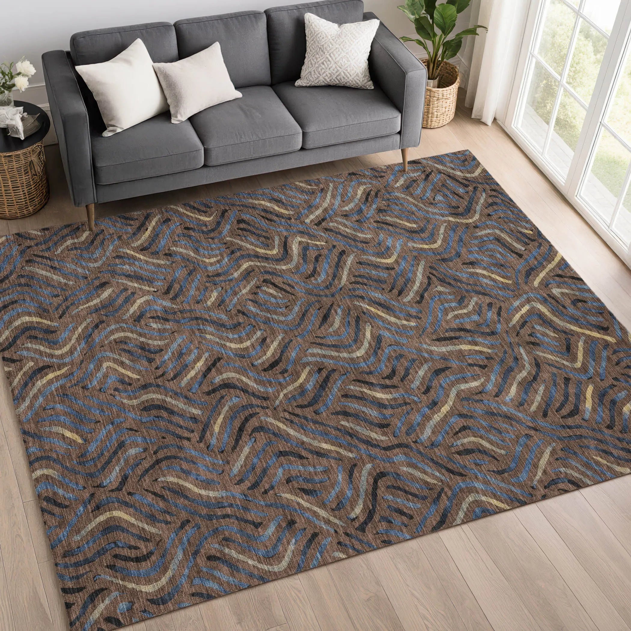 3' X 5' Brown And Black Abstract Washable Indoor Outdoor Area Rug Homeroots Outdoor