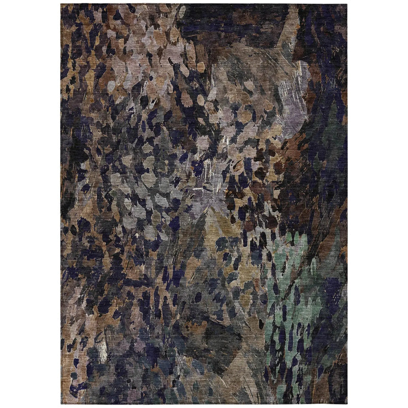 3' X 5' Brown And Black Abstract Washable Indoor Outdoor Area Rug Homeroots Outdoor