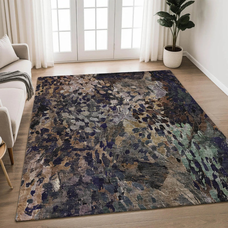 3' X 5' Brown And Black Abstract Washable Indoor Outdoor Area Rug Homeroots Outdoor