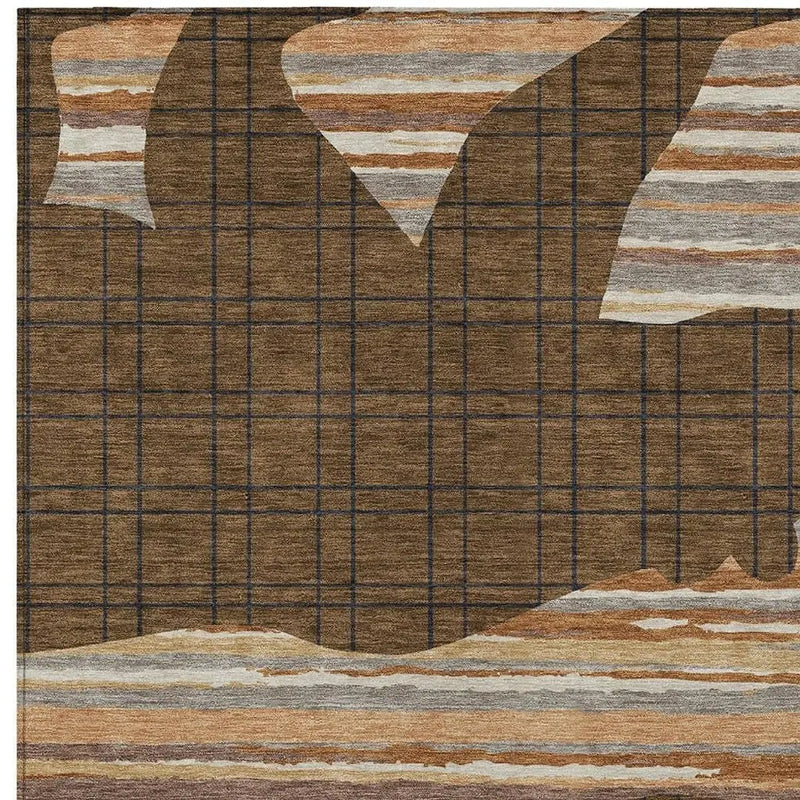 3' X 5' Brown And Black Abstract Washable Indoor Outdoor Area Rug Homeroots Outdoor