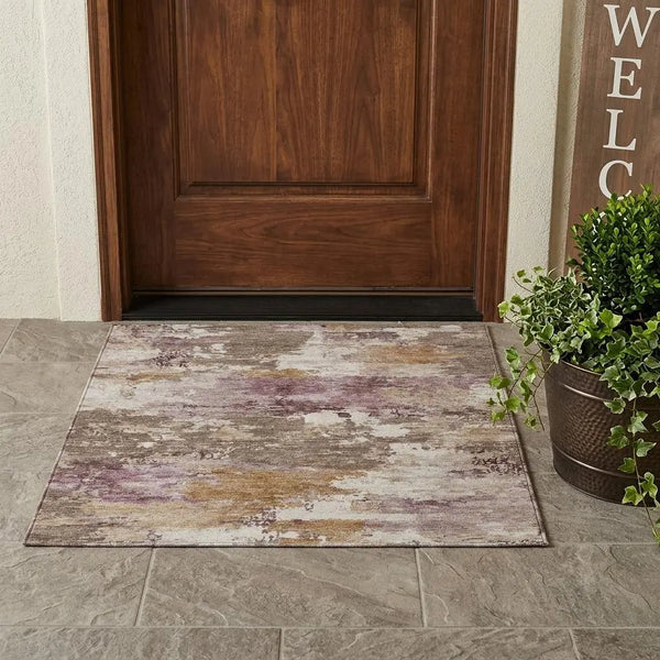 3' X 5' Brown And Blush Abstract Washable Indoor Outdoor Area Rug Homeroots Outdoor