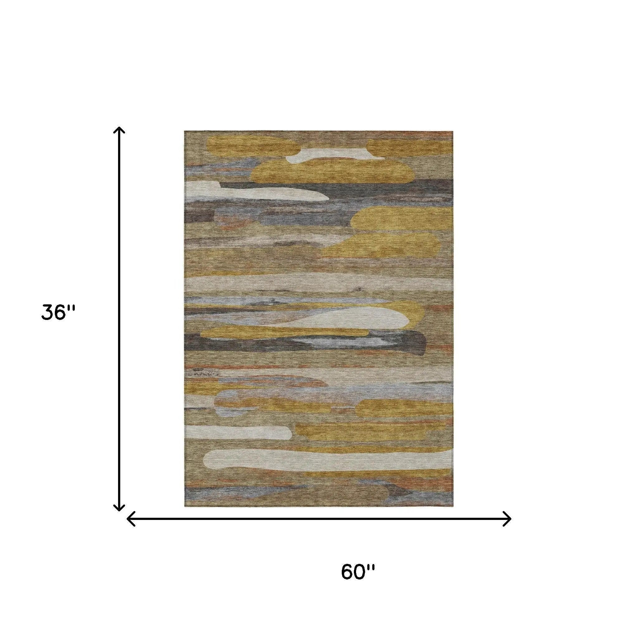 3' X 5' Brown And Charcoal Abstract Washable Indoor Outdoor Area Rug Homeroots Outdoor