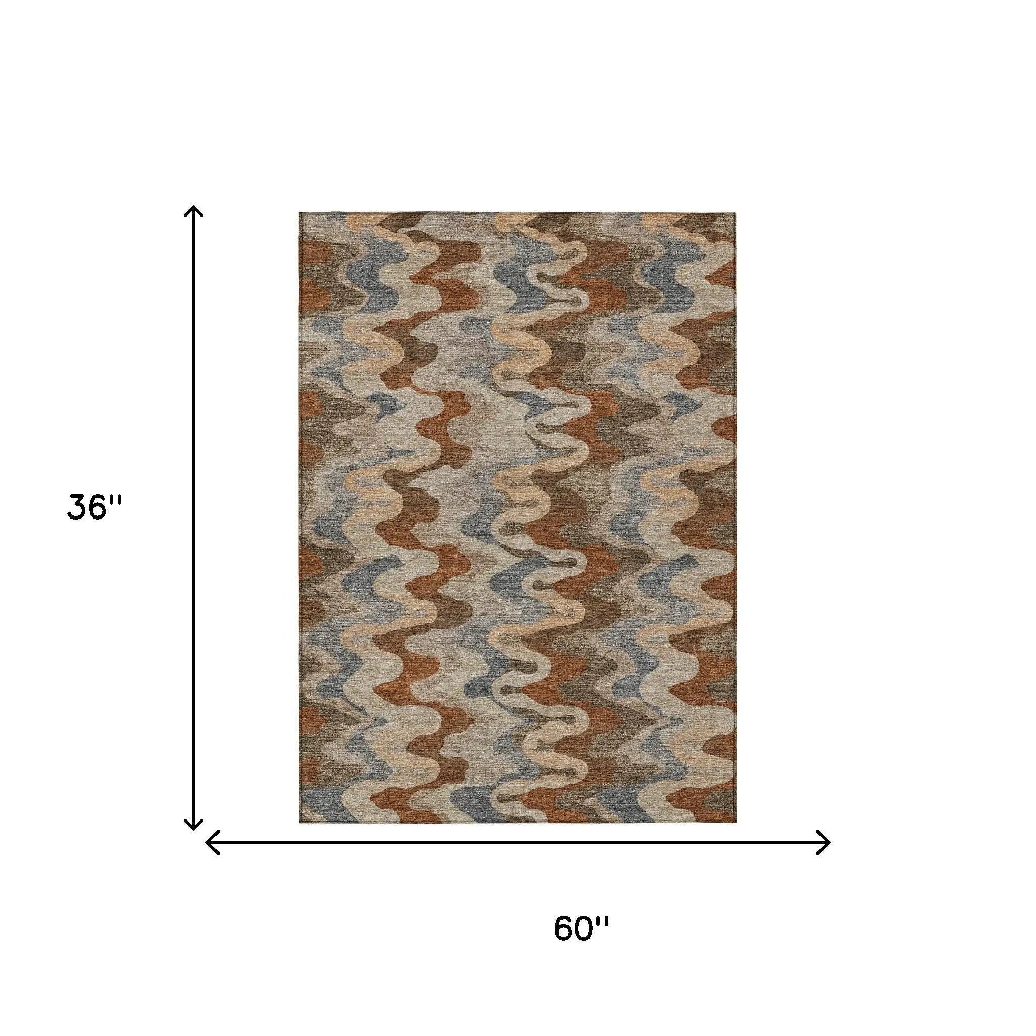 3' X 5' Brown And Chocolate Abstract Washable Indoor Outdoor Area Rug Homeroots Outdoor