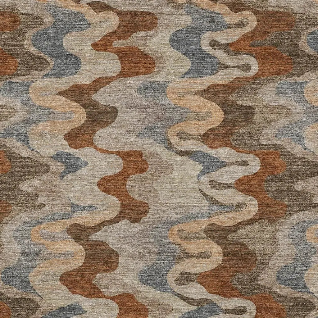 3' X 5' Brown And Chocolate Abstract Washable Indoor Outdoor Area Rug Homeroots Outdoor