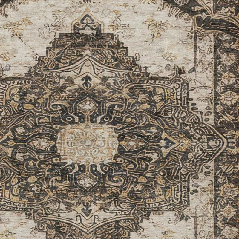 3' X 5' Brown And Chocolate Floral Medallion Washable Indoor Outdoor Area Rug Homeroots Outdoor