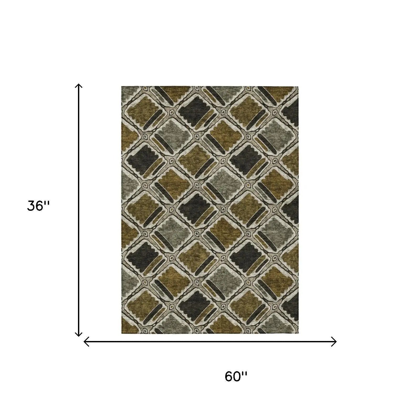 3' X 5' Brown And Chocolate Geometric Washable Indoor Outdoor Area Rug Homeroots Outdoor