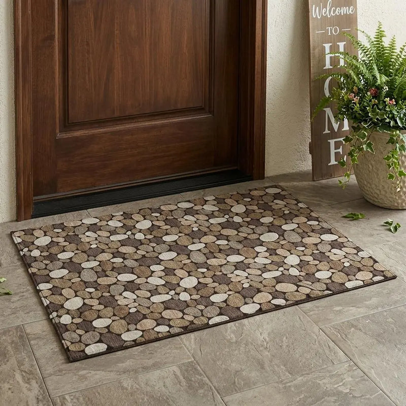 3' X 5' Brown And Chocolate Geometric Washable Indoor Outdoor Area Rug Homeroots Outdoor
