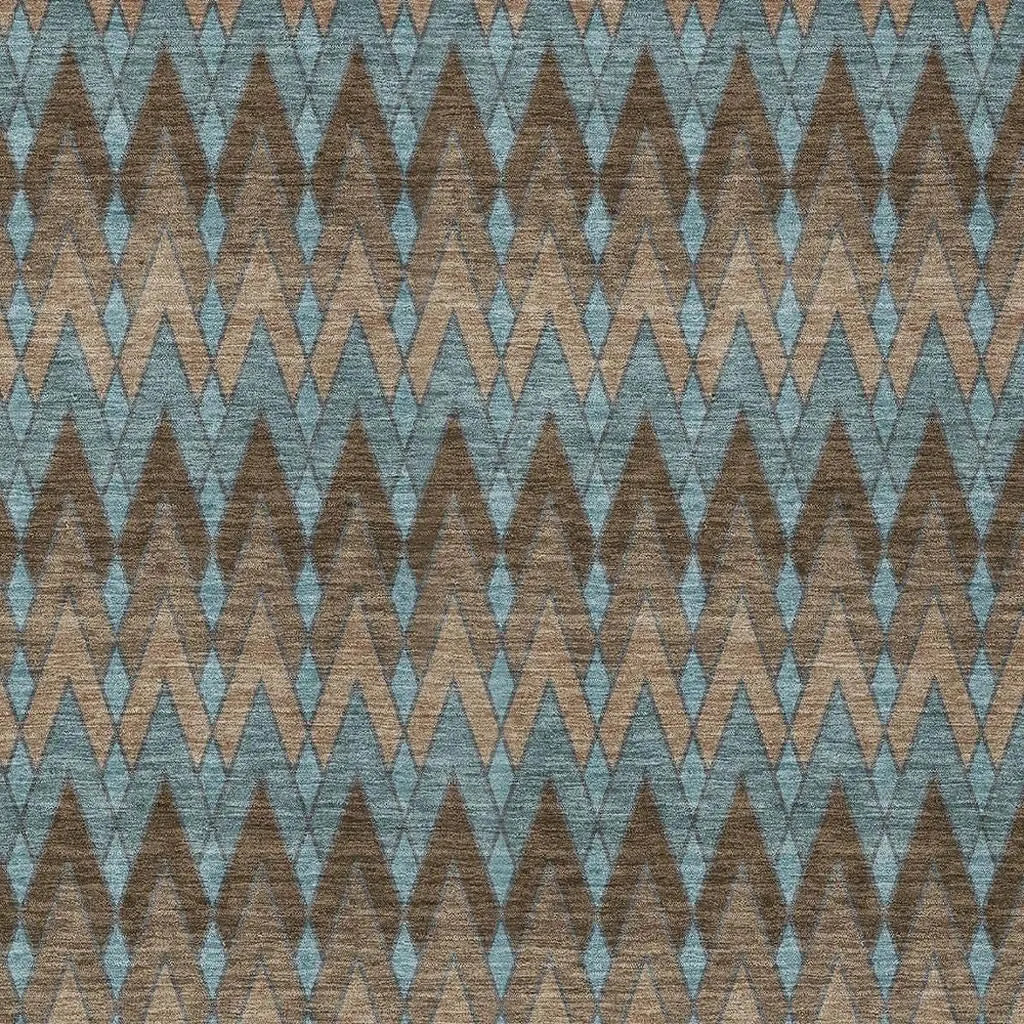 3' X 5' Brown And Chocolate Geometric Washable Indoor Outdoor Area Rug Homeroots Outdoor