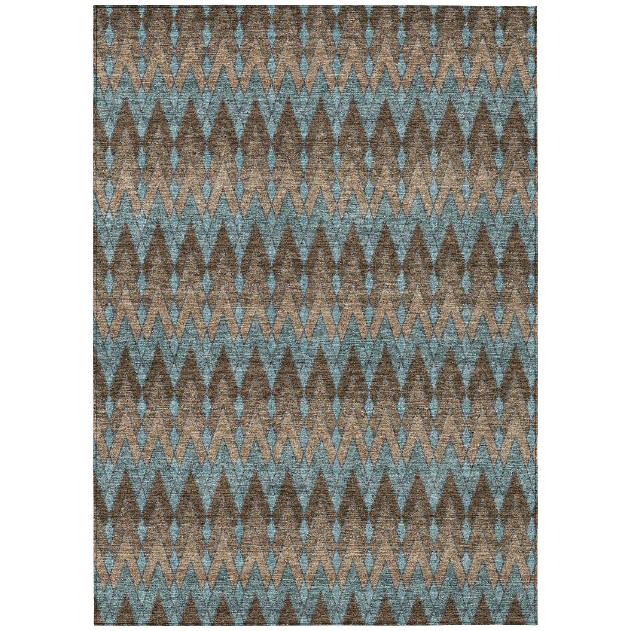 3' X 5' Brown And Chocolate Geometric Washable Indoor Outdoor Area Rug Homeroots Outdoor