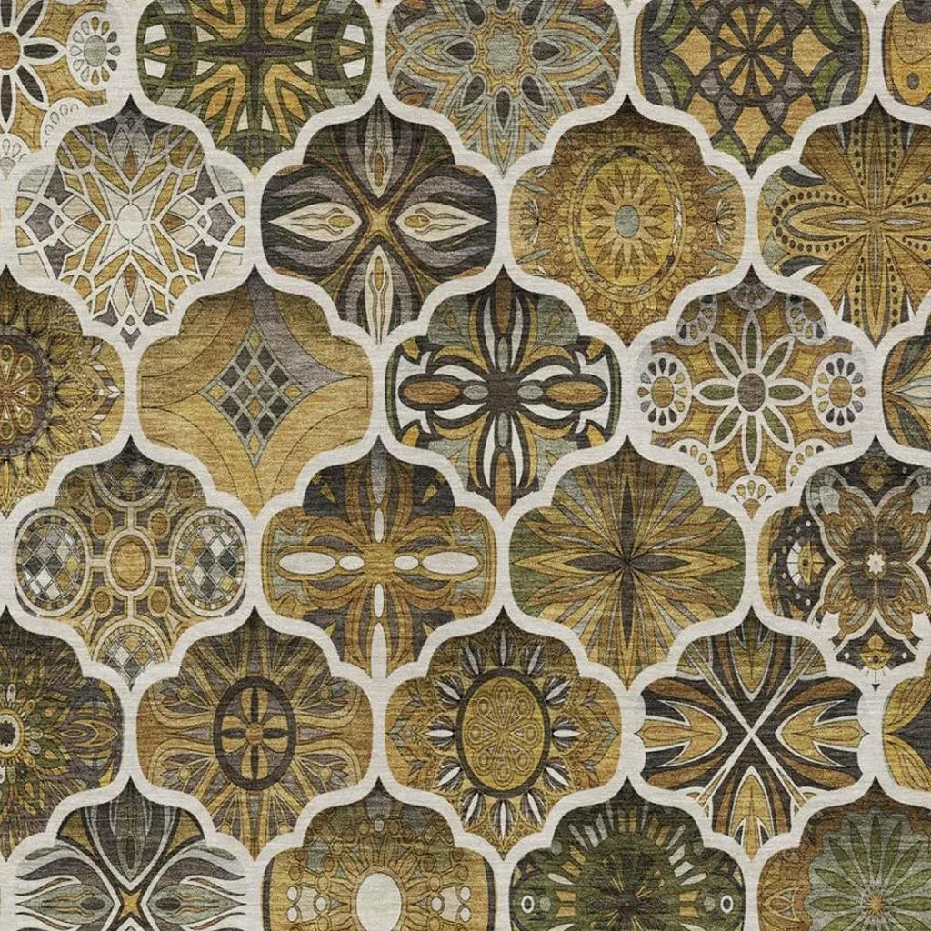 3' X 5' Brown And Chocolate Ogee Washable Indoor Outdoor Area Rug Homeroots Outdoor