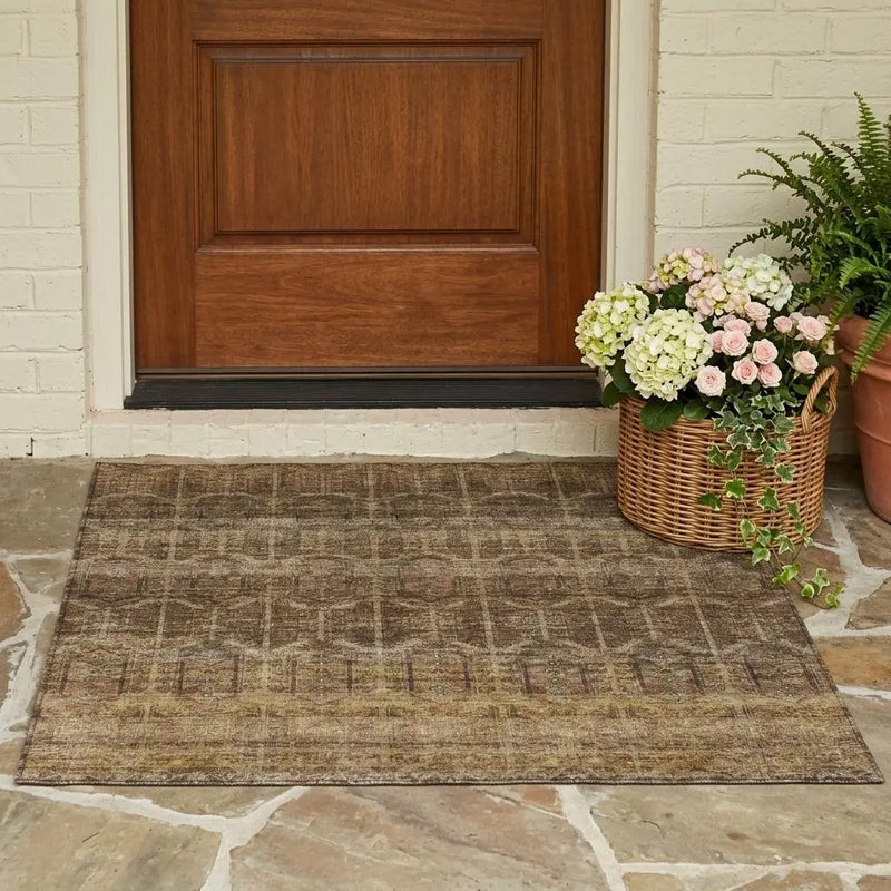 3' X 5' Brown And Chocolate Tribal Washable Indoor Outdoor Area Rug Homeroots Outdoor