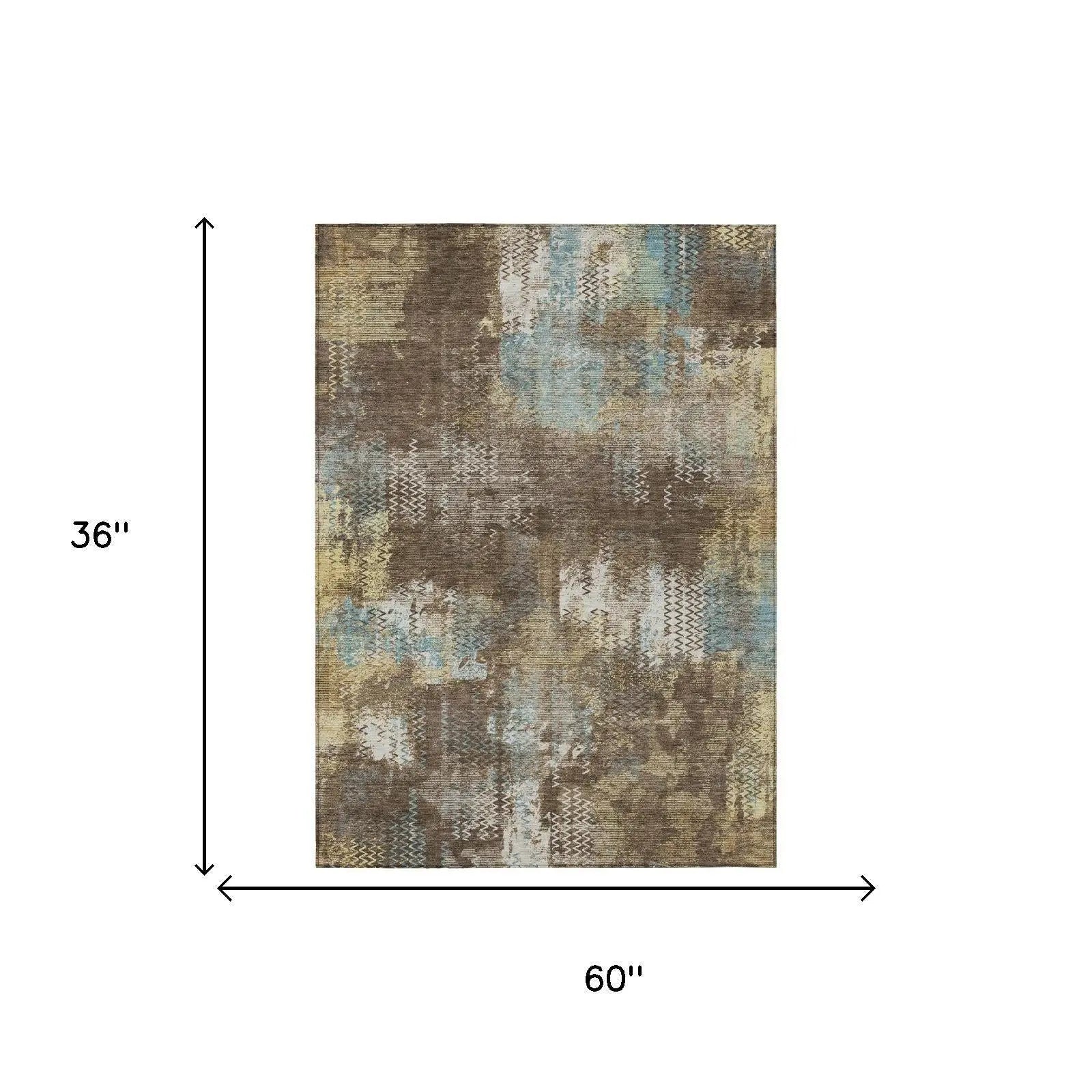 3' X 5' Brown And Coffee Abstract Washable Indoor Outdoor Area Rug Homeroots Outdoor