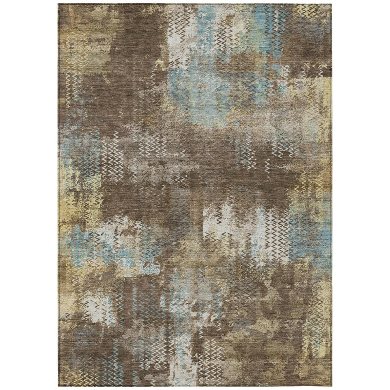 3' X 5' Brown And Coffee Abstract Washable Indoor Outdoor Area Rug Homeroots Outdoor