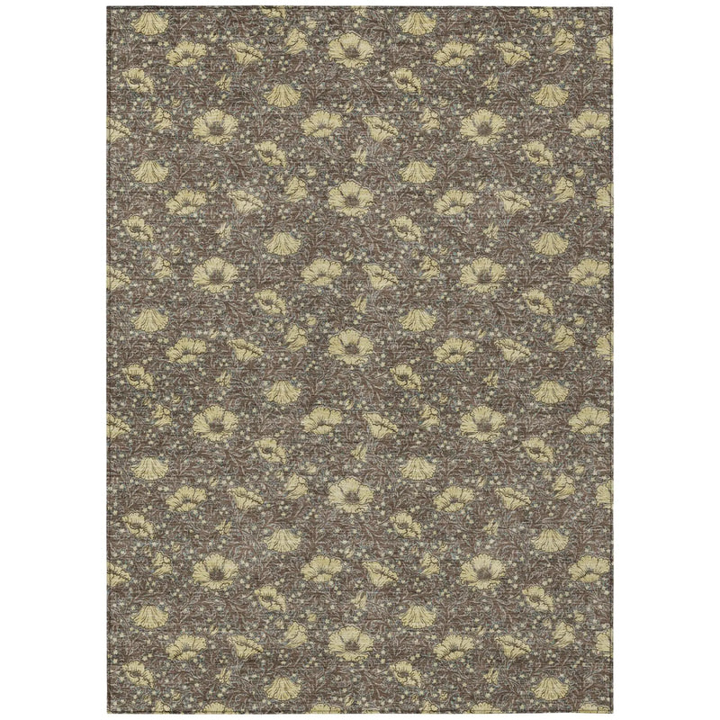 3' X 5' Brown And Coffee Floral Washable Indoor Outdoor Area Rug Homeroots Outdoor
