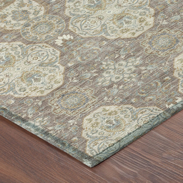 3' X 5' Brown And Copper Floral Washable Indoor Outdoor Area Rug Homeroots Outdoor