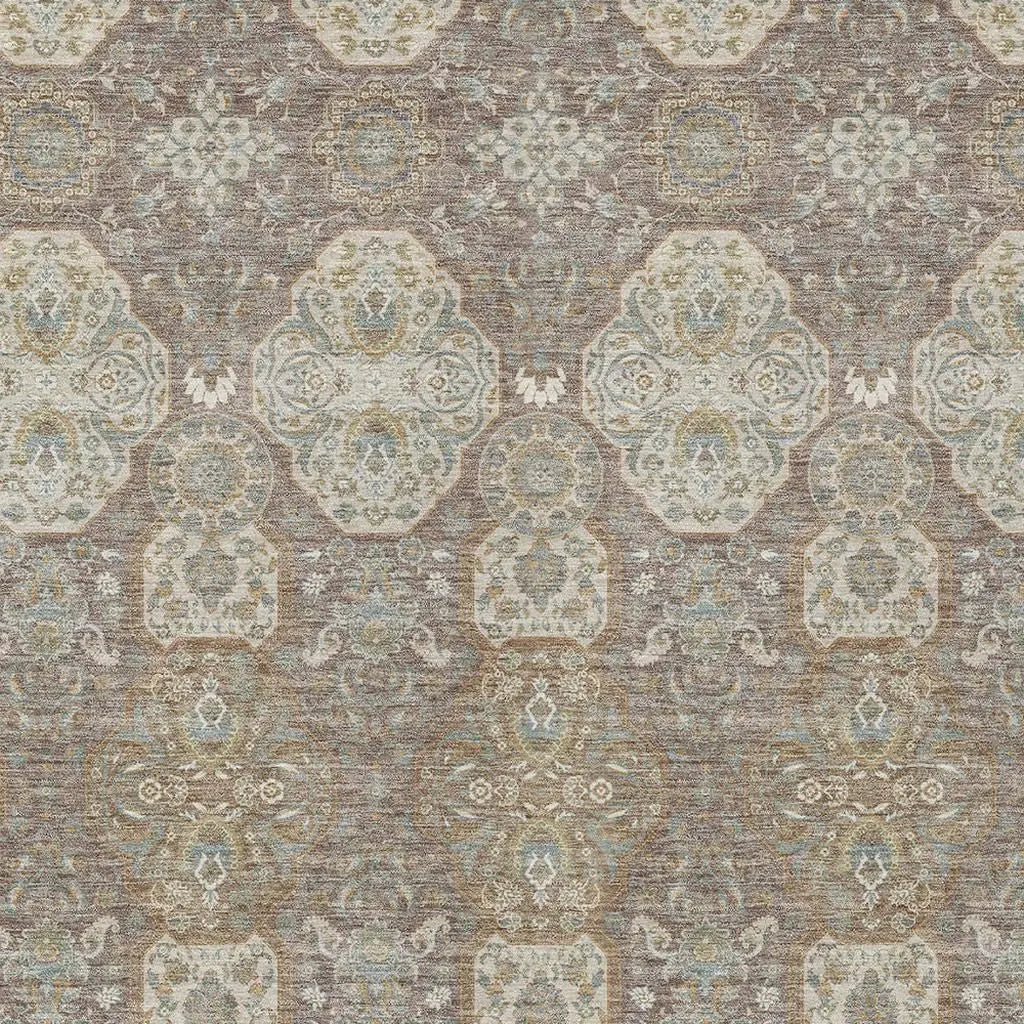 3' X 5' Brown And Copper Floral Washable Indoor Outdoor Area Rug Homeroots Outdoor