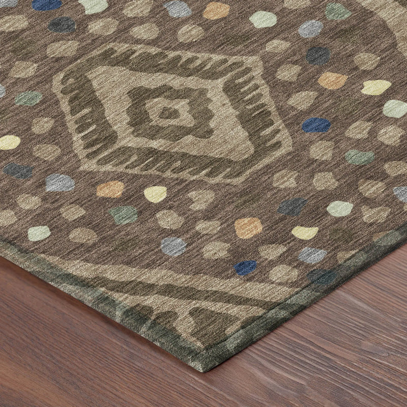 3' X 5' Brown And Copper Tribal Washable Indoor Outdoor Area Rug Homeroots Outdoor