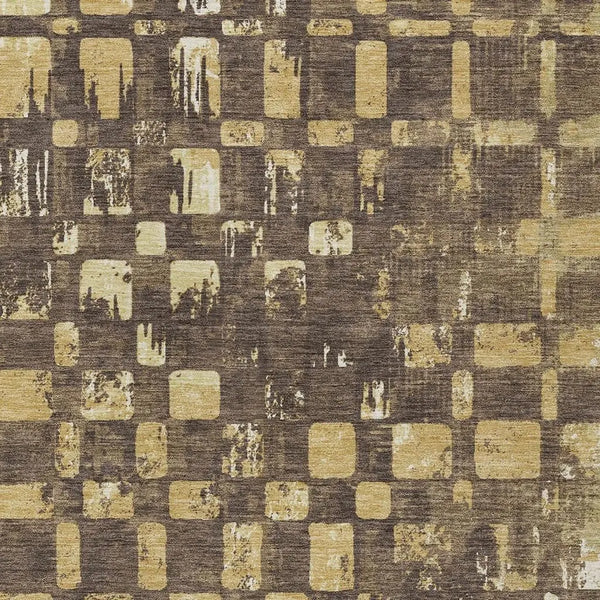 3' X 5' Brown And Gold Abstract Washable Indoor Outdoor Area Rug Homeroots Outdoor