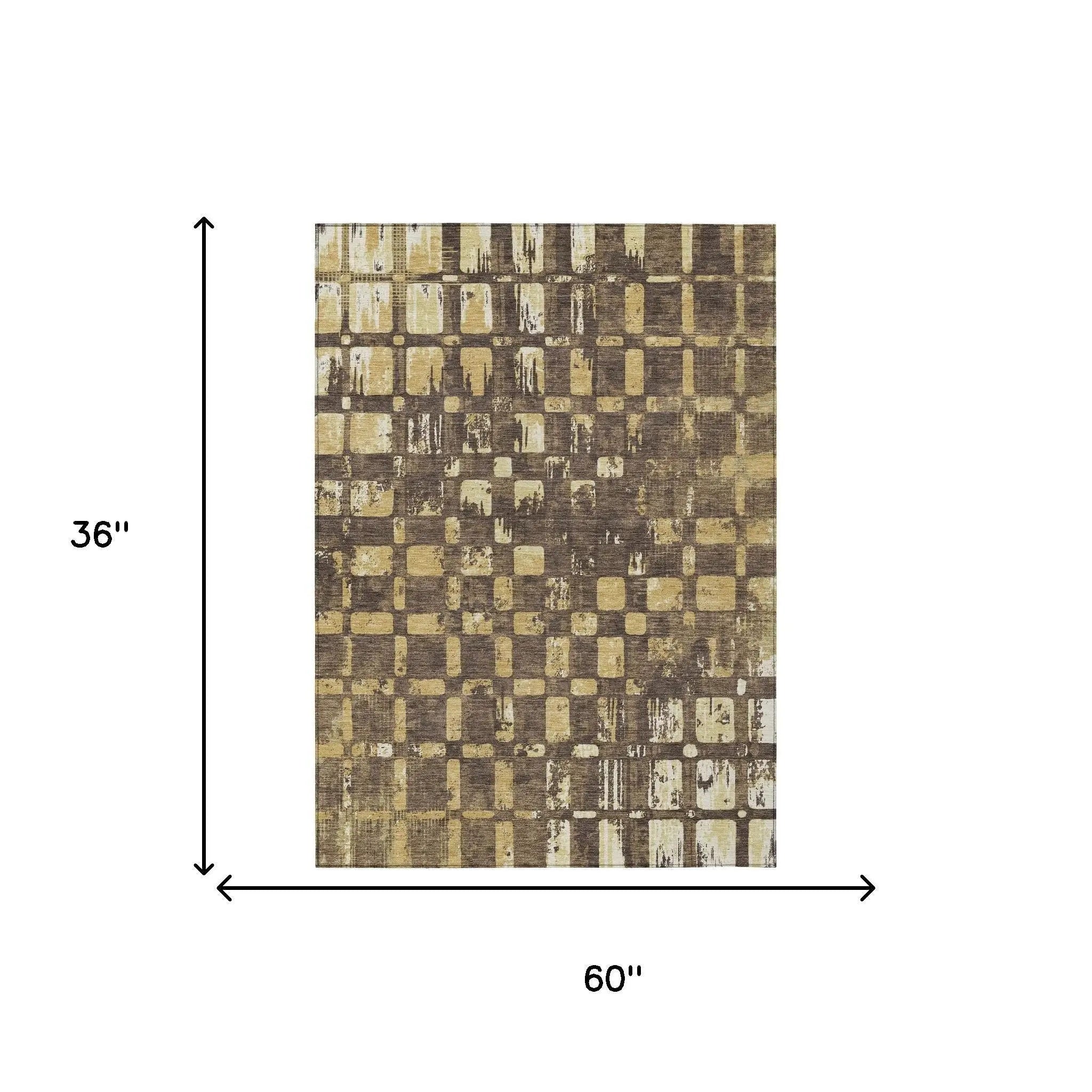 3' X 5' Brown And Gold Abstract Washable Indoor Outdoor Area Rug Homeroots Outdoor