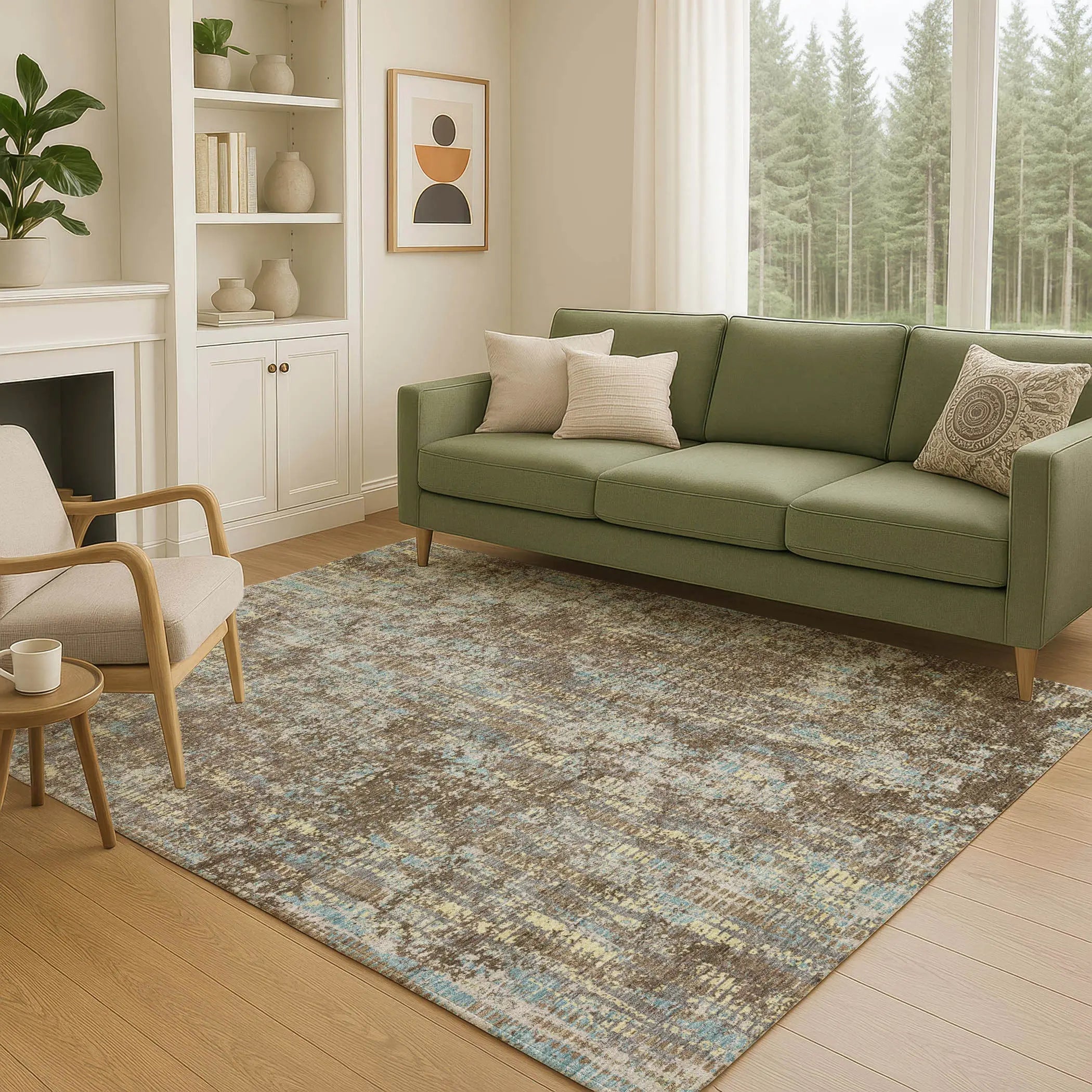 3' X 5' Brown And Graphite Abstract Washable Indoor Outdoor Area Rug Homeroots Outdoor
