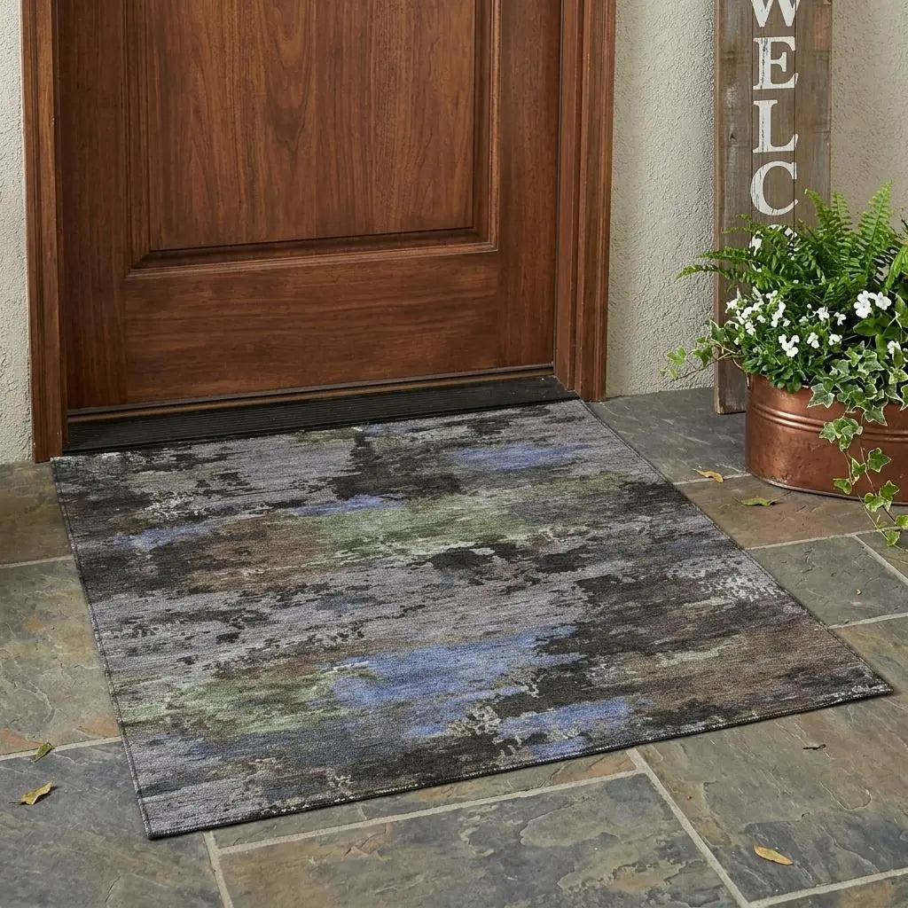 3' X 5' Brown And Graphite Abstract Washable Indoor Outdoor Area Rug Homeroots Outdoor