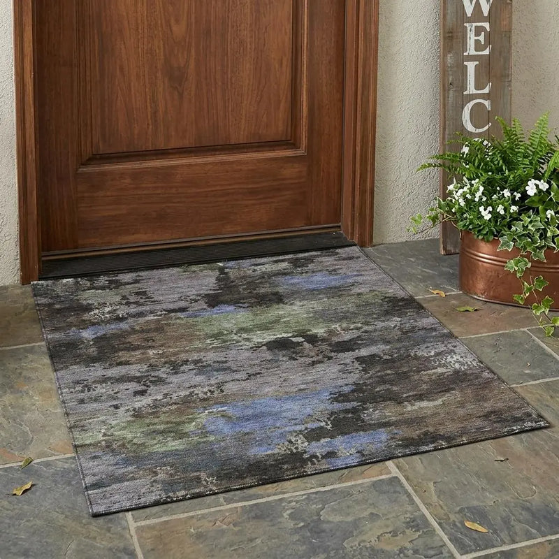 3' X 5' Brown And Graphite Abstract Washable Indoor Outdoor Area Rug Homeroots Outdoor