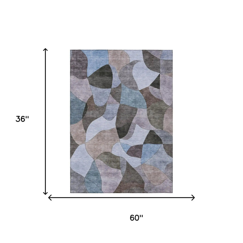 3' X 5' Brown And Graphite Abstract Washable Indoor Outdoor Area Rug Homeroots Outdoor