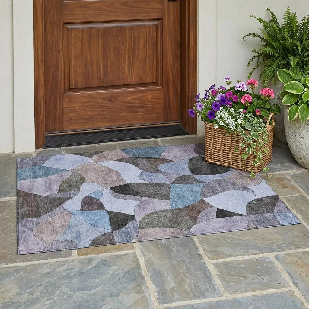 3' X 5' Brown And Graphite Abstract Washable Indoor Outdoor Area Rug Homeroots Outdoor