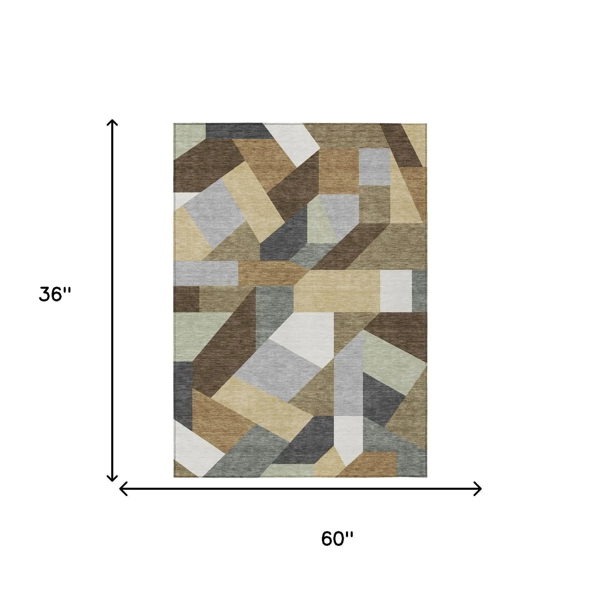 3' X 5' Brown And Graphite Geometric Washable Indoor Outdoor Area Rug Homeroots Outdoor