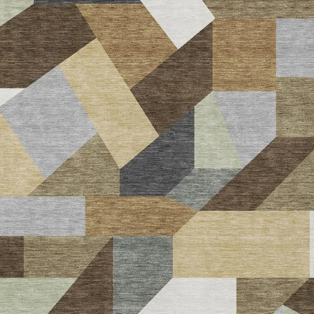 3' X 5' Brown And Graphite Geometric Washable Indoor Outdoor Area Rug Homeroots Outdoor