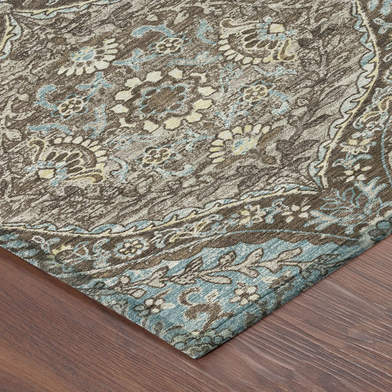 3' X 5' Brown And Graphite Ogee Washable Indoor Outdoor Area Rug Homeroots Outdoor
