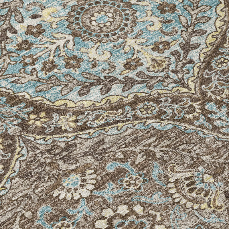 3' X 5' Brown And Graphite Ogee Washable Indoor Outdoor Area Rug Homeroots Outdoor