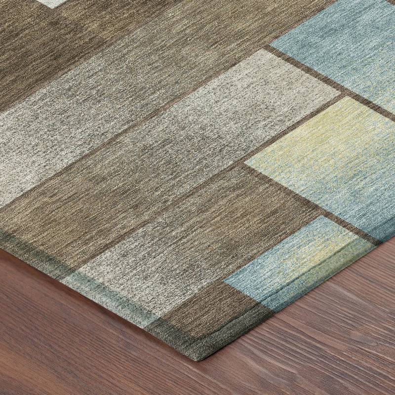3' X 5' Brown And Gray Geometric Washable Indoor Outdoor Area Rug Homeroots Outdoor