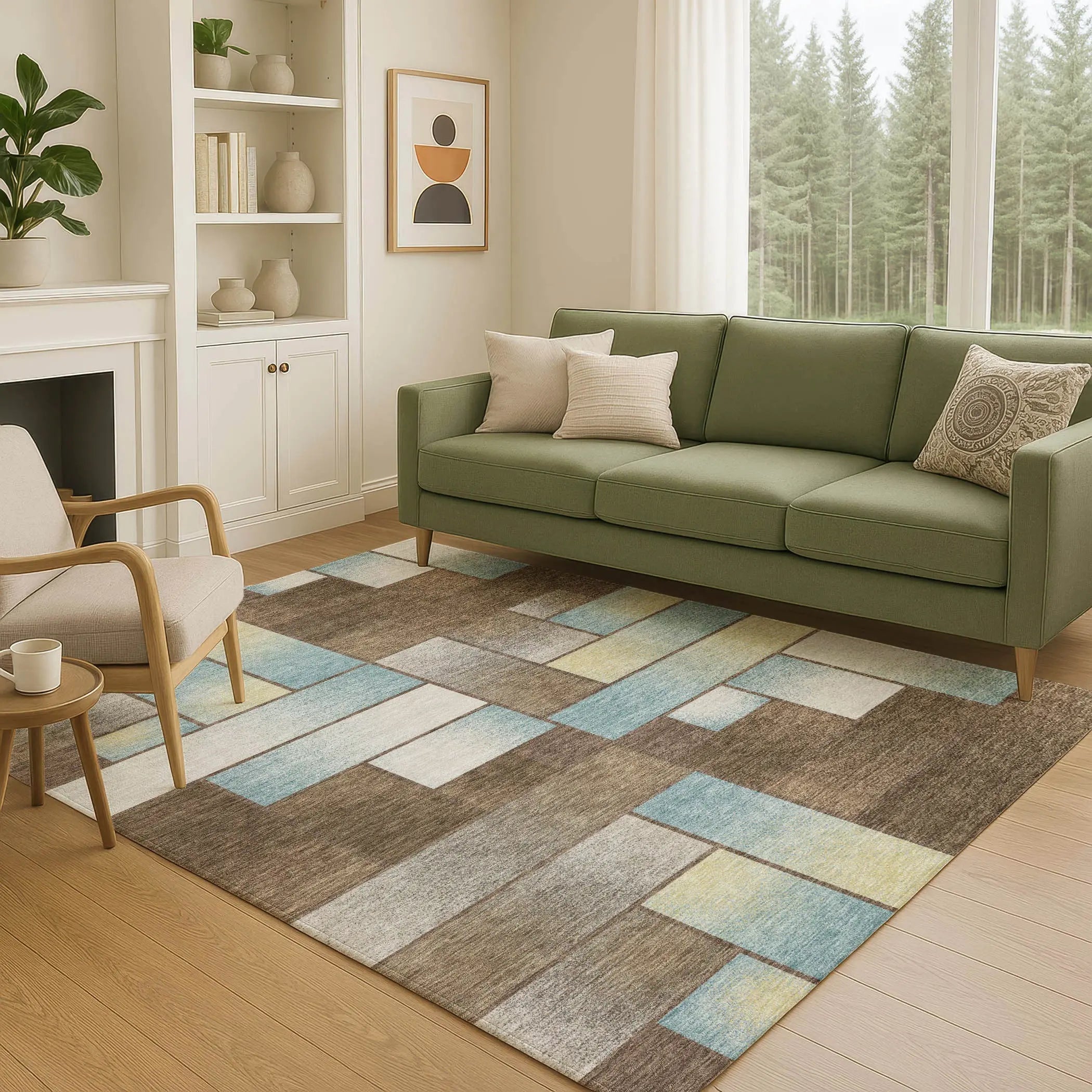 3' X 5' Brown And Gray Geometric Washable Indoor Outdoor Area Rug Homeroots Outdoor