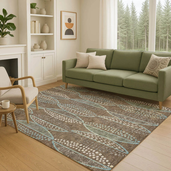 3' X 5' Brown And Gray Geometric Washable Indoor Outdoor Area Rug Homeroots Outdoor