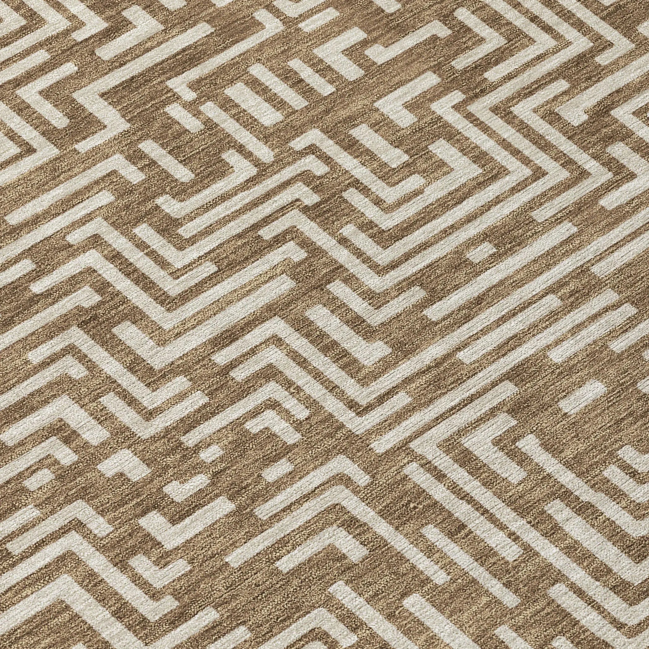 3' X 5' Brown And Gray Geometric Washable Indoor Outdoor Area Rug Homeroots Outdoor