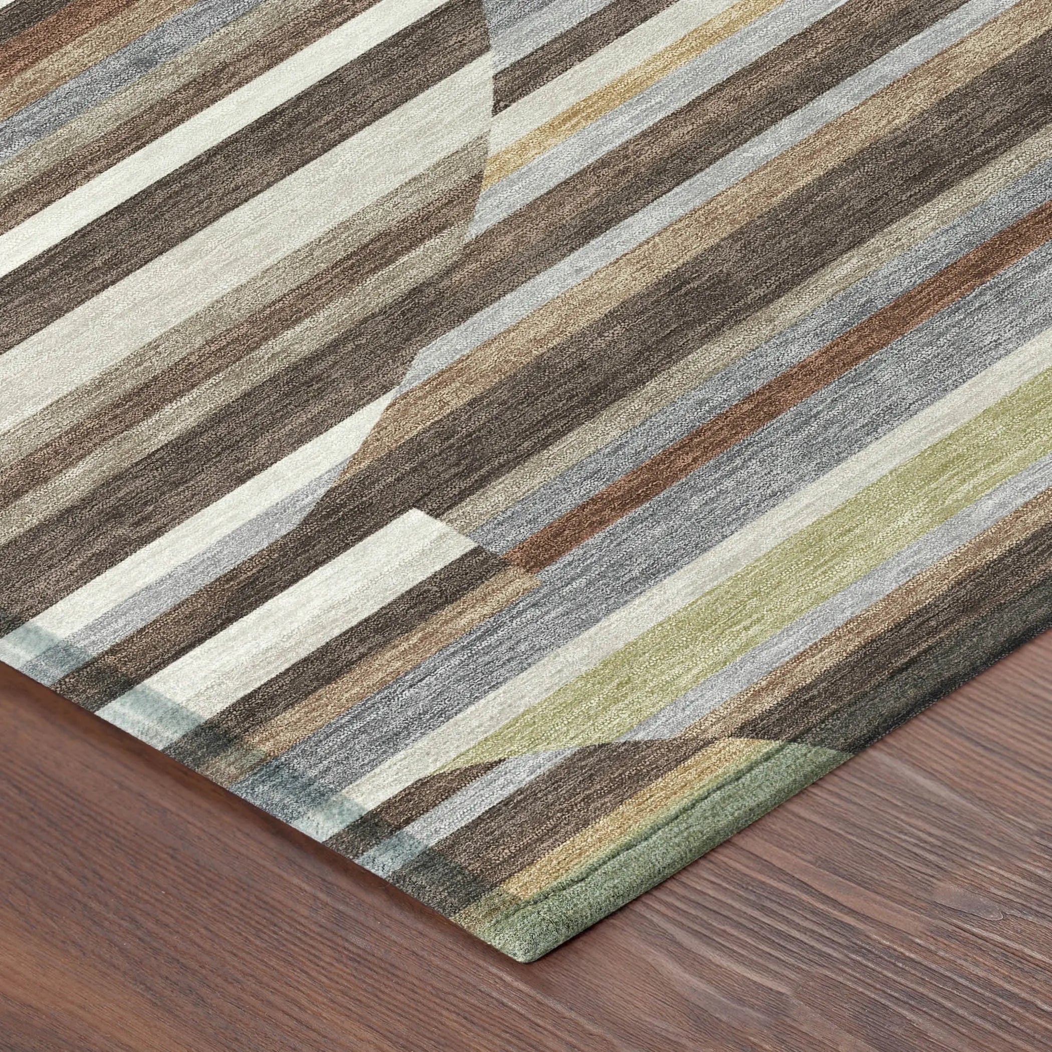 3' X 5' Brown And Gray Striped Washable Indoor Outdoor Area Rug Homeroots Outdoor