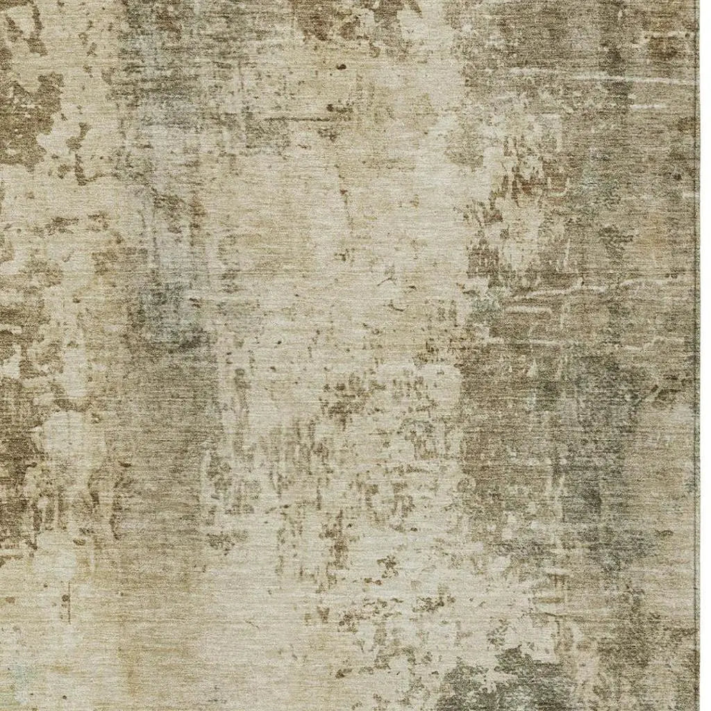 3' X 5' Brown And Green Abstract Washable Indoor Outdoor Area Rug Homeroots Outdoor