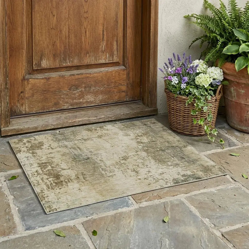 3' X 5' Brown And Green Abstract Washable Indoor Outdoor Area Rug Homeroots Outdoor