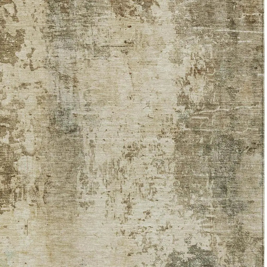 3' X 5' Brown And Green Abstract Washable Indoor Outdoor Area Rug Homeroots Outdoor