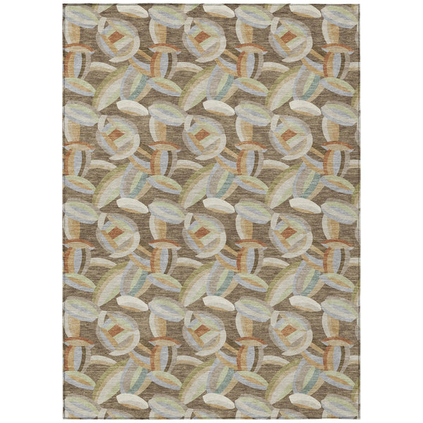3' X 5' Brown And Ivory Abstract Washable Indoor Outdoor Area Rug Homeroots Outdoor