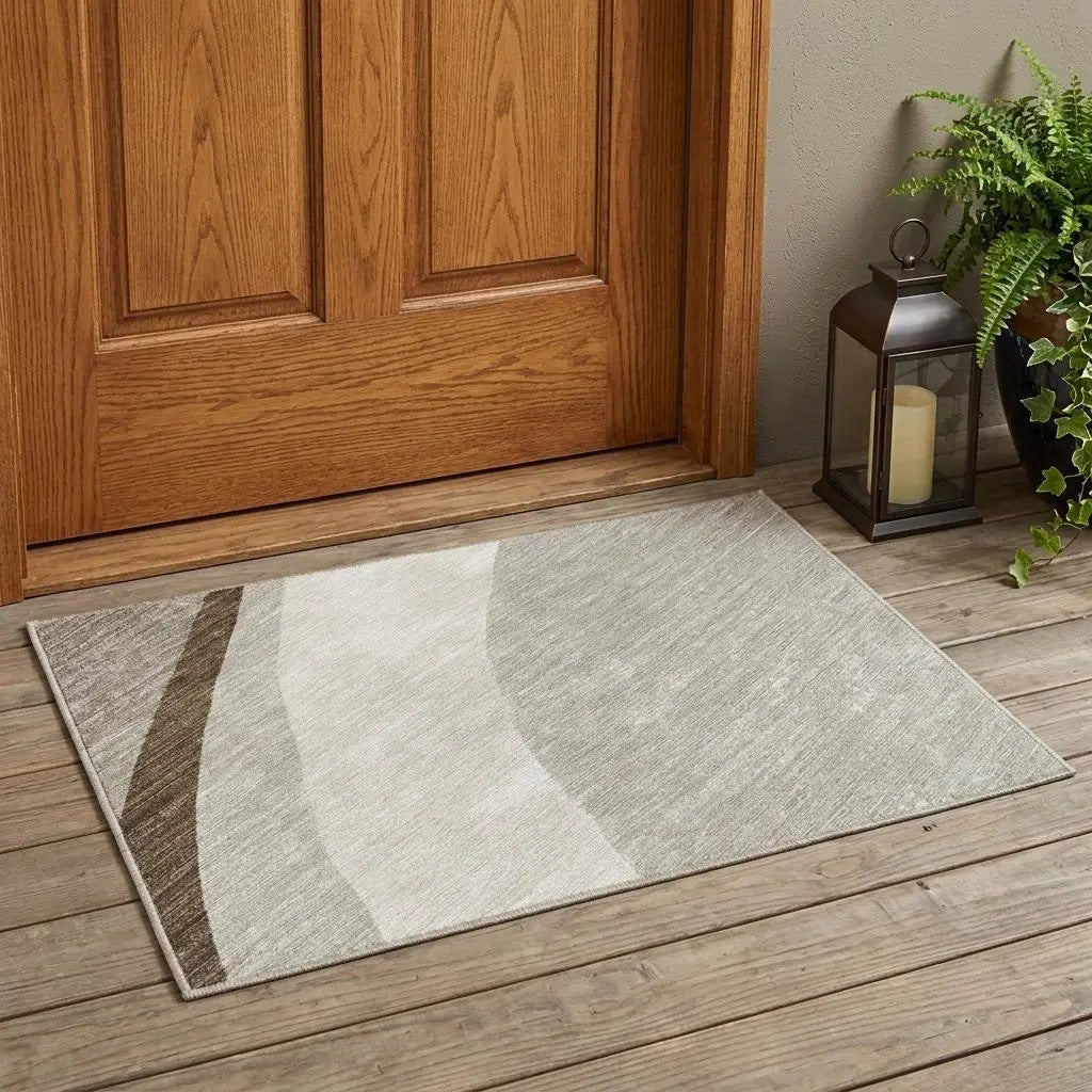3' X 5' Brown And Ivory Abstract Washable Indoor Outdoor Area Rug Homeroots Outdoor