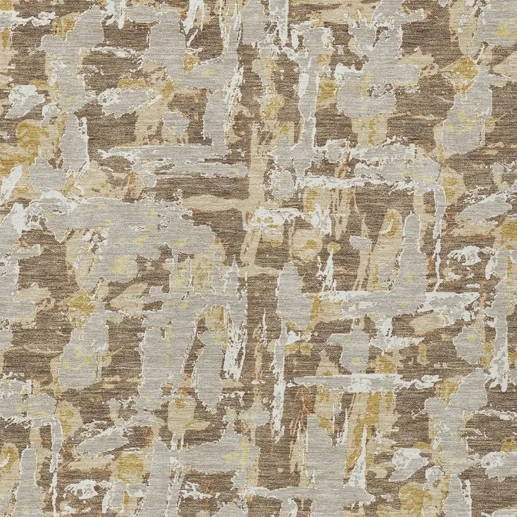 3' X 5' Brown And Ivory Abstract Washable Indoor Outdoor Area Rug Homeroots Outdoor