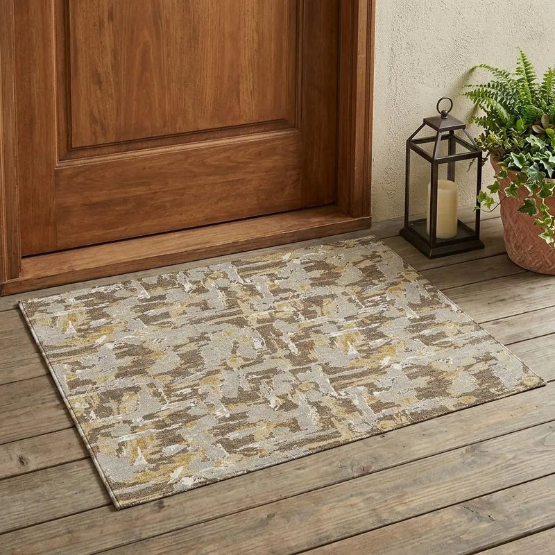 3' X 5' Brown And Ivory Abstract Washable Indoor Outdoor Area Rug Homeroots Outdoor