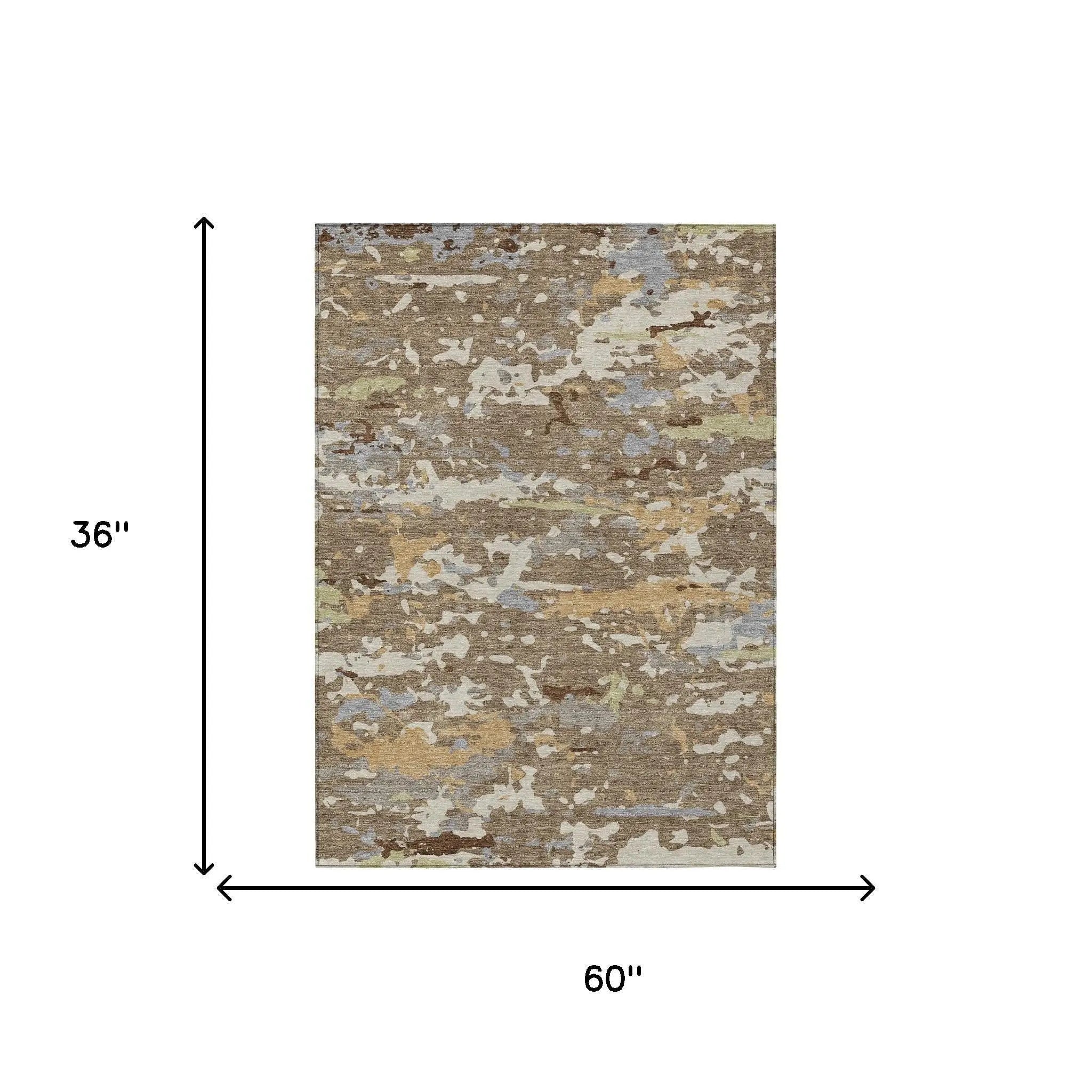 3' X 5' Brown And Ivory Abstract Washable Indoor Outdoor Area Rug Homeroots Outdoor